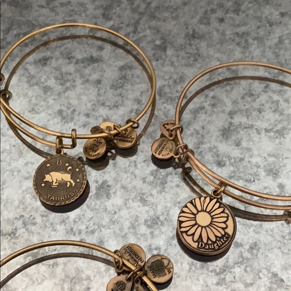 Stack of Gold Alex and Ani Bracelets - Picture 4 of 8